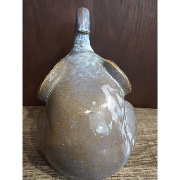CERAMIC GOOD LUCK CHUNKY GRAY Blue ELEPHANT 8.5" H 6" W 6" Deep Glazed Pottery - Picture 4 of 5